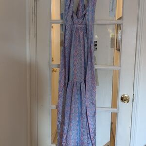 Hannah Blue and Pink Floral Maxi Dress